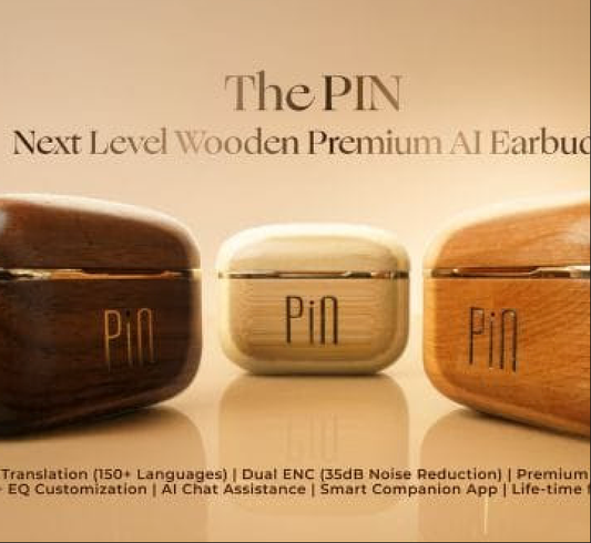 The PIN – Luxury Wooden Earbuds with Built-in AI Translation